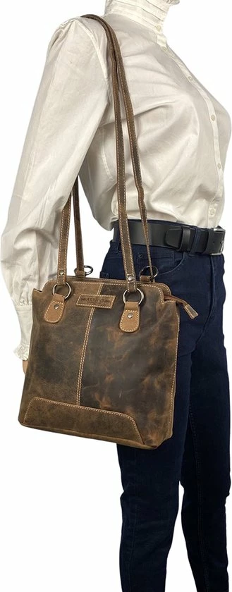 Uitgang π― Arrigo Anti-diefstal Rugtas - Rugzak Dames - Schoudertas Leer - π Backpack - Echt Buffelleer - Cognac π - Afbeelding 9