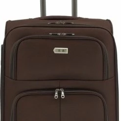 Nieuw ❤️ SB Travelbags Bagage Stoffen Koffer 65cm 4 Wielen Trolley - Bruin 🤩