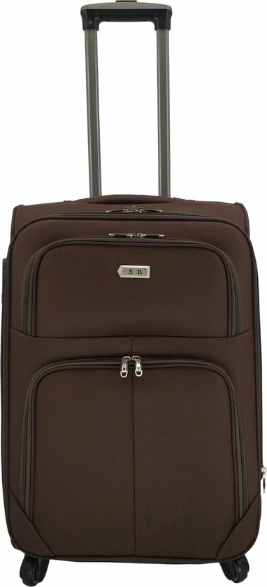 Nieuw β€οΈ SB Travelbags Bagage Stoffen Koffer 65cm 4 Wielen Trolley - Bruin π€©