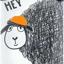 Korting π MuchoWow Koffer - Kindertekening Met De Quote 'Hey' En Een Schaap - Past Binnen 55x40x20 Cm En 55x35x25 Cm - π Handbagage - Trolley - Fotokoffer β¨