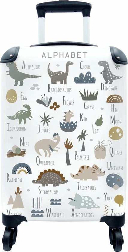 Promo 🛒 MuchoWow Koffer - Trolley - Kinderen - Dino - Alfabet - 35x55x20 Cm - 👜 Handbagage Koffer- Reiskoffer 💯