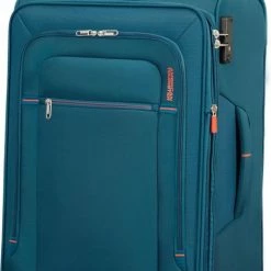 Flash-uitverkoop 👏 American Tourister Reiskoffer - Crosstrack Spinner 67/24 Tsa Uitbreidbaar (Medium) Navy/Orange 🎁