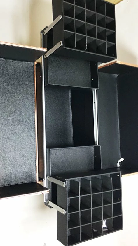 Uitgang π Guardian Beauty Beautycase / Beautykoffer Goud/Roos Kleur - Functioneel - Aluminium - 2 Vakken Aan Twee Kanten - Alle Beautygereedschappen- Kapper - Tattoo - Nagel - Visagie - Make-up - Cosmetica - Schmink - Beauty Case π - Afbeelding 5