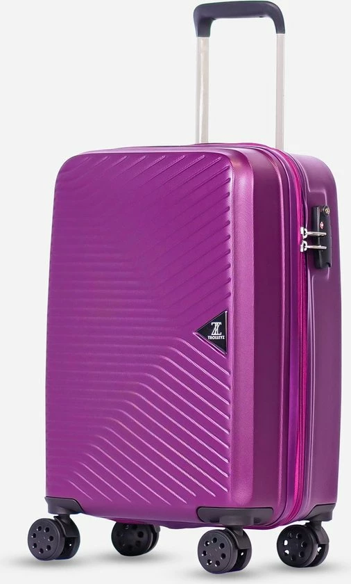 Beste Verkoop β ©TROLLEYZ - Ibiza No.3 - Kofferset 2 Delig - 55cm+78cm Met TSA Slot - Dubbele Wielen - 360° Spinners - 100% ABS - Reiskoffers In Dazzling Purple β€οΈ - Afbeelding 8