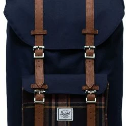Kopen 🌟 Herschel Little America - Peacoat/Peacoat Plaid / Ruime Rugzak Met 25L Opbergvolume - 15" Fleece-gevoerd Laptopvak - Magnetische Sluiting / Met Levenslange Fabrieksgarantie / Limited Lifetime Warranty / Blauw ❤️