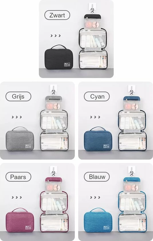 Beste deal π₯° Hikr Toilettas Met Haak - 300D Twill Polyester - Heren & Dames - Outdoor - Lichtgewicht & Spatwaterdichte Toilettas - Jongens & Meisjes Toilettas - Kamperen - Toilettas Voor Op Reis π - Afbeelding 5