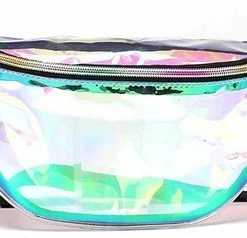 Groothandel 🎉 Merkloos Heuptas Holografisch - Fanny Pack - Buideltasje - Heuptasje Dames - Festival Tasje - Kunststof - 30 X 15 Cm - Transparant - Groen 🛒