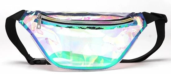 Groothandel π Merkloos Heuptas Holografisch - Fanny Pack - Buideltasje - Heuptasje Dames - Festival Tasje - Kunststof - 30 X 15 Cm - Transparant - Groen π