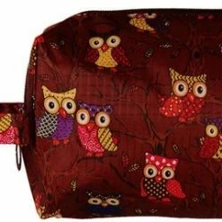 Coupon 🔥 S.Y.W Toilettasje Met Uiltjes In Boom Bruin - 19x15x9cm 😉