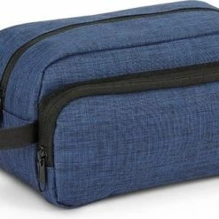 Promo 😍 Merkloos Toilettas Blauw Met Voorvakje En Handvat 22 Cm - Makeuptassen/Toilettassen - Make-up Opbergen - Reis Etui 🎁