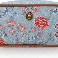 Flash-uitverkoop 👏 Pip Studio Kleine Toilettas Flower Festival - Lichtblauw - Imitatieleer ⭐