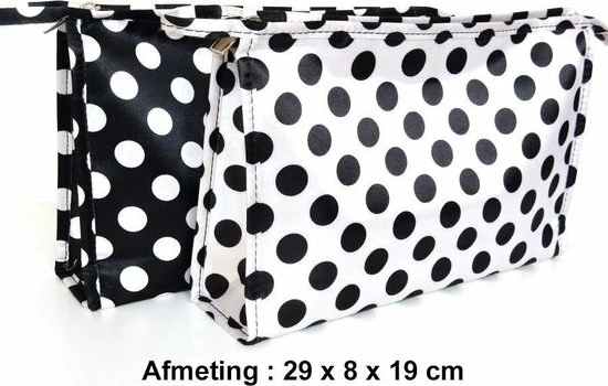 Kopen π Rojafit - Toilettas - Groot - Wit Met Zwarte Stippen - Afmeting 29 X 8 X 19 Cm. π