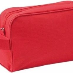 Korting 🧨 Merkloos Toilettas/make-up Tas Rood Met Handvat 21,5 Cm Voor Heren/dames - Reis Toilettassen/make-up Etui - 👜 Handbagage 👏