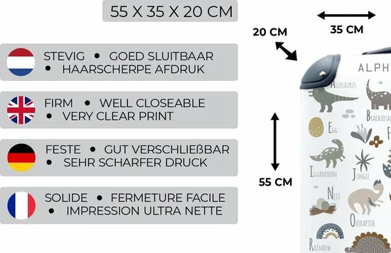 Promo 🛒 MuchoWow Koffer - Trolley - Kinderen - Dino - Alfabet - 35x55x20 Cm - 👜 Handbagage Koffer- Reiskoffer 💯 - Afbeelding 3