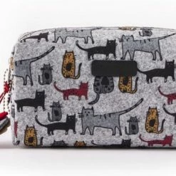 Goedkoop 👏 Biggdesign Katten In Istanbul |Make Up Tas| Vilt Tas | Limited Edition Design | Katten Thema | 20 Cm | Grijze Kleur | Opening Met Rits 👏