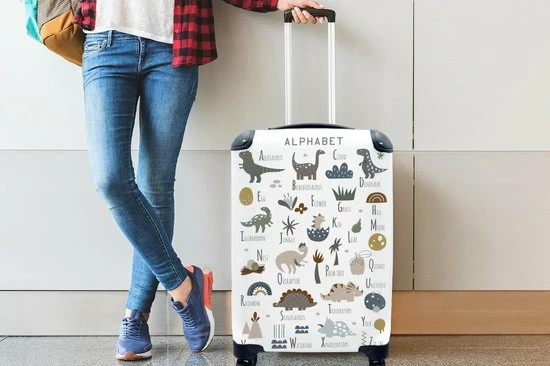Promo 🛒 MuchoWow Koffer - Trolley - Kinderen - Dino - Alfabet - 35x55x20 Cm - 👜 Handbagage Koffer- Reiskoffer 💯 - Afbeelding 5