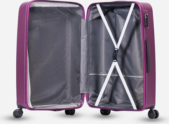 Beste Verkoop β ©TROLLEYZ - Ibiza No.3 - Kofferset 2 Delig - 55cm+78cm Met TSA Slot - Dubbele Wielen - 360° Spinners - 100% ABS - Reiskoffers In Dazzling Purple β€οΈ - Afbeelding 4