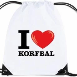 Beste recensies van 💯 Shoppartners Nylon I Love Korfbal Rugzak/ Sporttas Wit Met Rijgkoord 💯