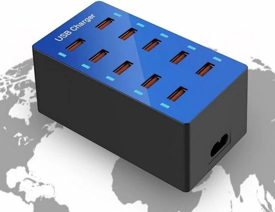 Top 10 π Equiteacher Equipower - Usb Lader 10 Ports - Met Overlaad Beveiliging - En Fan Koeling - Smart Ic - 50 Watt - 10 Usb Poorten β€οΈ - Afbeelding 4