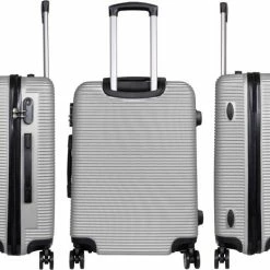 Gloednieuw 😀 Monopol - Malaga - 👜 Handbagage Reiskoffer- ABS - Zilver - Losse Koffer Maat S / 37 Liter ⌛