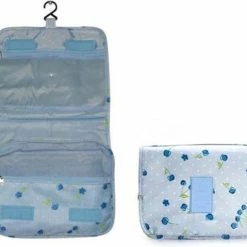 Groothandel โจ Marirosa Toilettas Kersen Blauw - Met Haak - Cosmetic Bag Cherry - Travel Bag - Organizer Voor Toiletartikelen - Reisartikelen - Ophangbare Toilettas - Met Print - Dames - Vrouwen - Meisjes ๐
