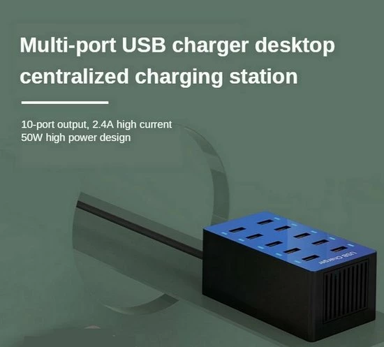 Top 10 π Equiteacher Equipower - Usb Lader 10 Ports - Met Overlaad Beveiliging - En Fan Koeling - Smart Ic - 50 Watt - 10 Usb Poorten β€οΈ - Afbeelding 7
