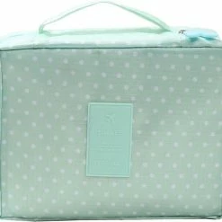 Begroting 😀 Fako Fashion® - Make Up Tasje Rechthoek - Cosmetica Organizer - Toilettas - 21x16x8cm - Stippen Mintgroen 😀