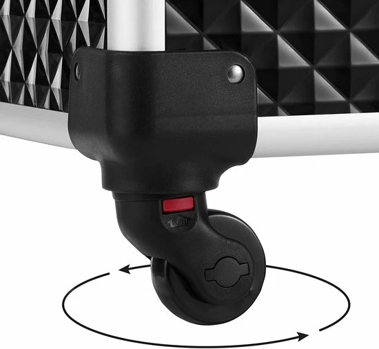 Goedkoop 🔔 Number One NumberOne® Cosmeticakoffer Make-up Koffer Zwart - Met 4 Uittrekbare Vakken - Inclusief Toilettas - Trolley 🎉 - Afbeelding 6