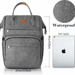 Hete verkoop 🌟 Rugzak Voor Dames Met RFID-tas, Laptoprugzak Voor 15,6-inch Laptop, Waterdicht En Anti-diefstal, Dagrugzak Voor Reizen, Zaken, Werk, Schoolrugzak Voor Tienermeisjes (grijs) 🧨