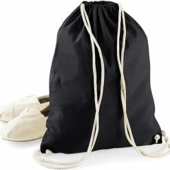 Uitgang 🥰 Merkloos Zwart Katoenen Rugtas/gymtas Met Rijgkoord - Gymtassen/zwemtassen/rugtasjes Met Rijgkoord ✔️