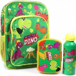 Begroting 🎁 SpoodZ Dino Rugzak + Lunchset | 🎒 Backpack Jongens + Broodtrommel En Drinkfles School | Dinosaurus | BP02 ⌛