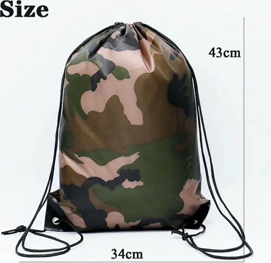 Nieuw π Akyol Gymtas Leger – Leger Rugtas - Tas - Rugzak - Gymtas -camouflage Gymtas -legerkleur Trekkoord Tas -camouflage Kleur Rugtas -gymtas Leger Kinderrugzak - 35cm X 28cm - Legergroen – Camouflage - Marine π - Afbeelding 3