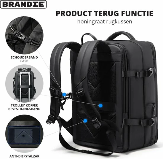 Beste Verkoop 👏 Brandie® - Rugzak - Laptop Rugzak Tot 15.6 Inch Voor Unisex - Schooltas - Waterdicht - Capaciteit35L - USB Poort - Schokbestendig - Schoudertas Voor Reizen En Zakelijk Werk - Gewich 1.57kg - Maat 18*45*32cm - Zwart ✔️ 5 Beste Verkoop 👏 Brandie® - Rugzak - Laptop Rugzak Tot 15.6 Inch Voor Unisex - Schooltas - Waterdicht - Capaciteit35L - USB Poort - Schokbestendig - Schoudertas Voor Reizen En Zakelijk Werk - Gewich 1.57kg - Maat 18*45*32cm - Zwart ✔️ - Afbeelding 5