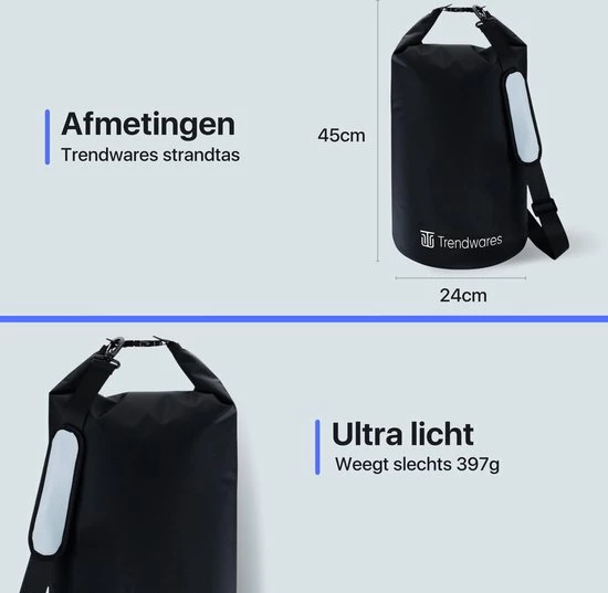 Uitgang π Trendwares - Drybag – Strandtas - Waterdichte Tas – Droogtas – Rugtas - Survival Outdoor Tas – 20 Liter - Zwart π 2 Uitgang π Trendwares - Drybag – Strandtas - Waterdichte Tas – Droogtas – Rugtas - Survival Outdoor Tas – 20 Liter - Zwart π - Afbeelding 2