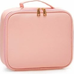 Coupon ✔️ Merkloos Professionele Make-up Reistas Roze PU Leer Organizer Verstelbare Gevoerde Verdelers 🛒