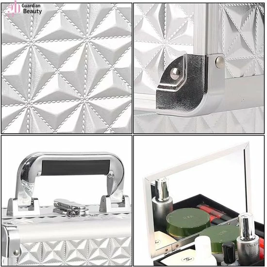 Goedkoop π Beautycase Met Spiegel Guardian Beauty - Afsluitbaar - Zilver π - Afbeelding 3