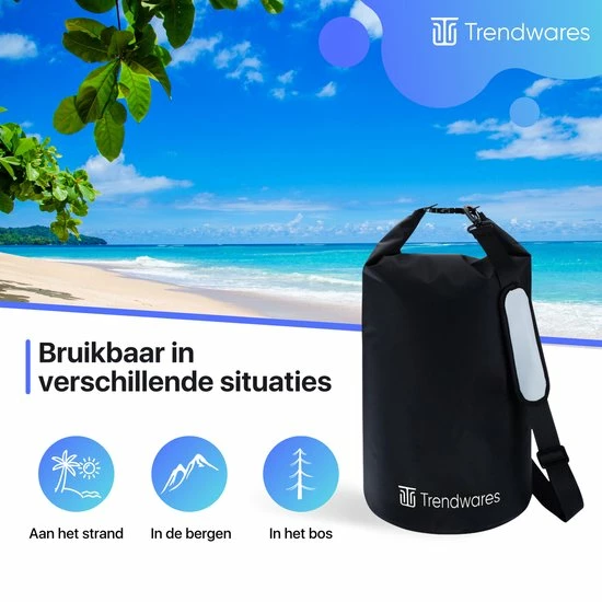 Uitgang π Trendwares - Drybag – Strandtas - Waterdichte Tas – Droogtas – Rugtas - Survival Outdoor Tas – 20 Liter - Zwart π 4 Uitgang π Trendwares - Drybag – Strandtas - Waterdichte Tas – Droogtas – Rugtas - Survival Outdoor Tas – 20 Liter - Zwart π - Afbeelding 4