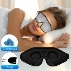 Promo 🧨 Dieux® - Luxe 3D Slaapmasker – Grijs - Oogmasker - Nachtmasker - 100% Verduisterend – Slapen - Inclusief Oordoppen En Opbergzakje – Slaap – Reismasker – Powernap – Yoga – Reis - Sinterklaas Cadeautjes - Black Friday 2022 😍