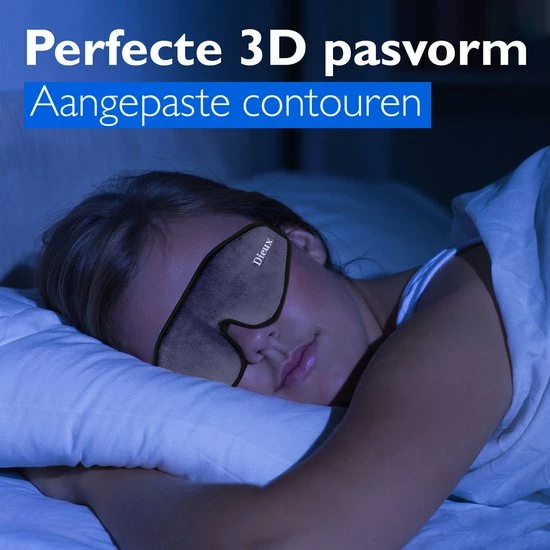 Promo 🧨 Dieux® - Luxe 3D Slaapmasker – Grijs - Oogmasker - Nachtmasker - 100% Verduisterend – Slapen - Inclusief Oordoppen En Opbergzakje – Slaap – Reismasker – Powernap – Yoga – Reis - Sinterklaas Cadeautjes - Black Friday 2022 😍 - Afbeelding 2