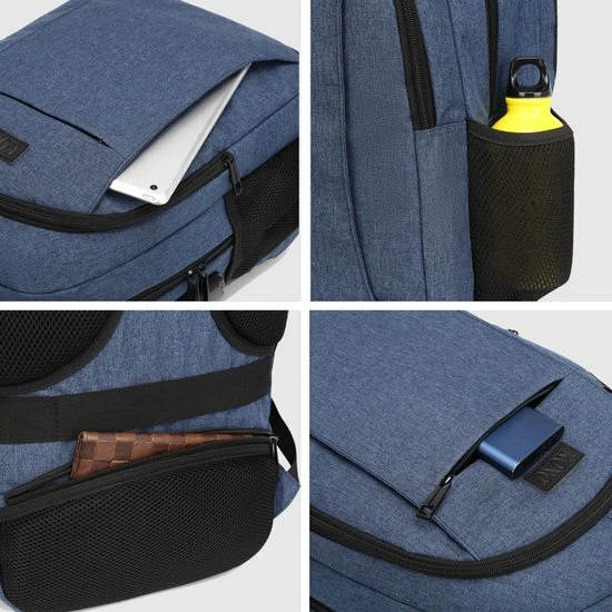 Gloednieuw β€οΈ Kono Rugzak - Schooltas - 15,6 Inch Laptop Rugtas - Dames/Heren - 28L - Waterafstotend - Blauw βοΈ - Afbeelding 5