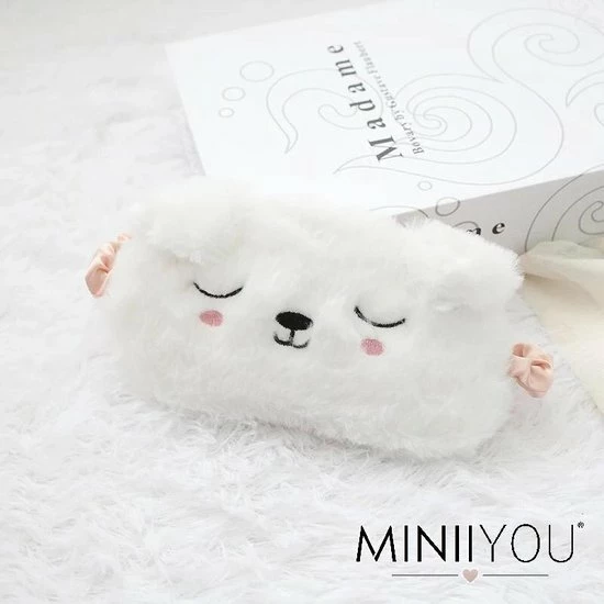 Kopen 𧨠Merkloos MINIIYOU® Zacht Wit Hondje Kinder Slaapmasker - Reismasker Vanaf 5 Jaar | Reizen |Pluche Polyester | Kinderen Accessoires | Goede Nachtrust β¨