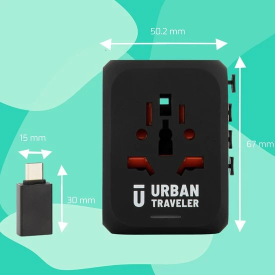 Beste deal β€οΈ Universele Wereldstekker - Reisstekker - URBAN TRAVELER - Inclusief Gratis USB Adapter - 170+ Landen - 4x USB - Zwart π 4 Beste deal β€οΈ Universele Wereldstekker - Reisstekker - URBAN TRAVELER - Inclusief Gratis USB Adapter - 170+ Landen - 4x USB - Zwart π - Afbeelding 4