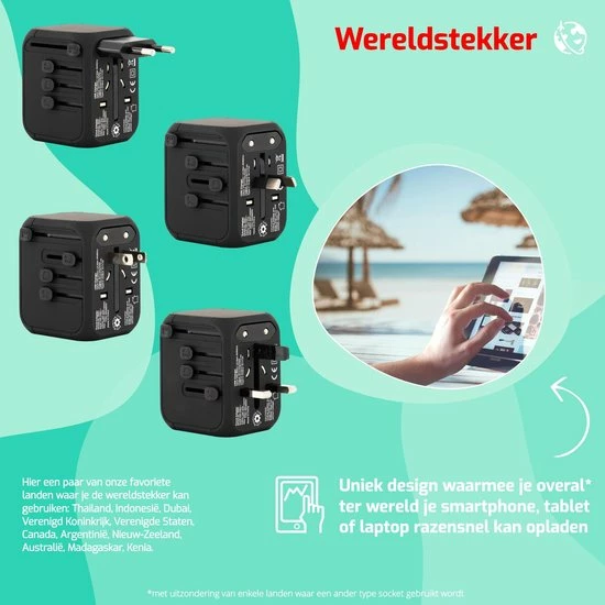 Beste deal β€οΈ Universele Wereldstekker - Reisstekker - URBAN TRAVELER - Inclusief Gratis USB Adapter - 170+ Landen - 4x USB - Zwart π 7 Beste deal β€οΈ Universele Wereldstekker - Reisstekker - URBAN TRAVELER - Inclusief Gratis USB Adapter - 170+ Landen - 4x USB - Zwart π - Afbeelding 7