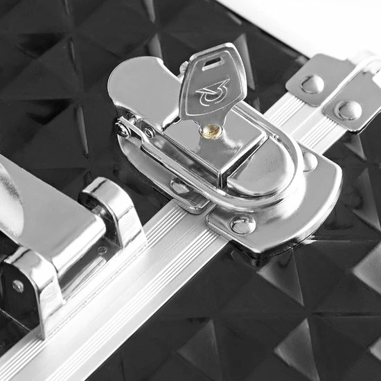 Goedkoop 🔔 Number One NumberOne® Cosmeticakoffer Make-up Koffer Zwart - Met 4 Uittrekbare Vakken - Inclusief Toilettas - Trolley 🎉 - Afbeelding 5