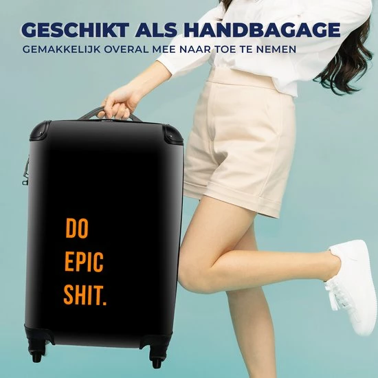 Nieuw ✔️ MuchoWow® Koffer - Quotes - Do Epic Shit - Oranje - Zwart - Past Binnen 55x40x20 Cm En 55x35x25 Cm - 👜 Handbagage - Trolley - Fotokoffer - Cabin Size - Print ⭐ - Afbeelding 5