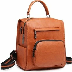 Nieuw 🤩 Miss LuLu Handtas - Dames Rugzak - Rugtas - Lichtgewicht Dameshandtas - Duurzaam En Stijlvol - Bruin (LB1967 BN) 😍