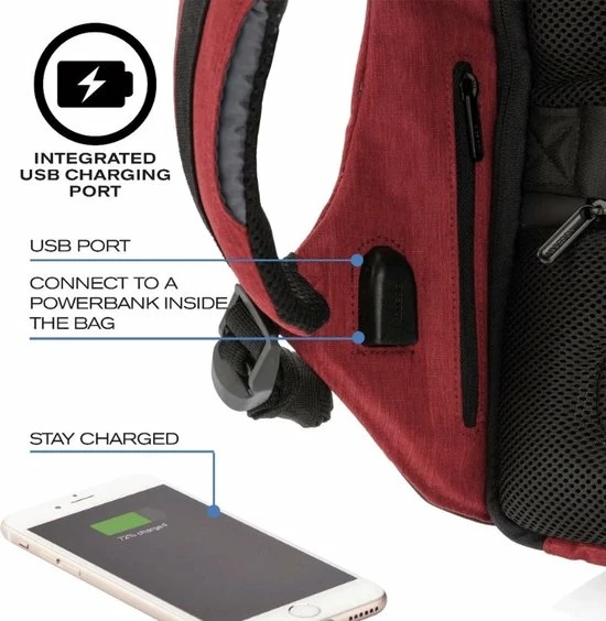 Beste Pirce β XD Design Bobby - Anti-Diefstal Rugzak 13 Liter - Rood π - Afbeelding 12