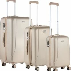 Goedkoop 🛒 CarryOn Skyhopper Kofferset – TSA Trolleyset Met OKOBAN – Dubbele Wielen - Champagne 🎉