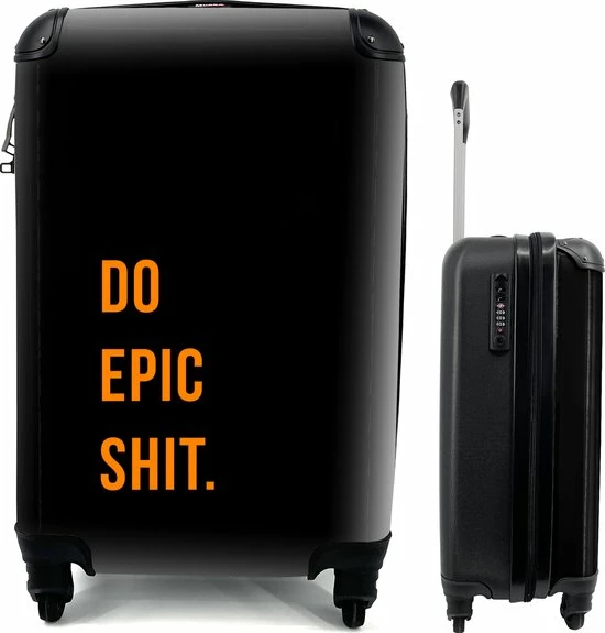 Nieuw ✔️ MuchoWow® Koffer - Quotes - Do Epic Shit - Oranje - Zwart - Past Binnen 55x40x20 Cm En 55x35x25 Cm - 👜 Handbagage - Trolley - Fotokoffer - Cabin Size - Print ⭐