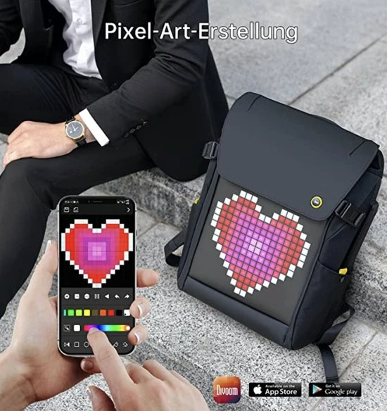 Promo βοΈ Divoom Pixoo Pixel Art Travel Laptop-rugzak Met App-gestuurd 16X16 RGB LED-scherm, Waterdichte College School Computertas Geschenken Voor Dames En Heren School College Student-rugzak π 2 Promo βοΈ Divoom Pixoo Pixel Art Travel Laptop-rugzak Met App-gestuurd 16X16 RGB LED-scherm, Waterdichte College School Computertas Geschenken Voor Dames En Heren School College Student-rugzak π - Afbeelding 2